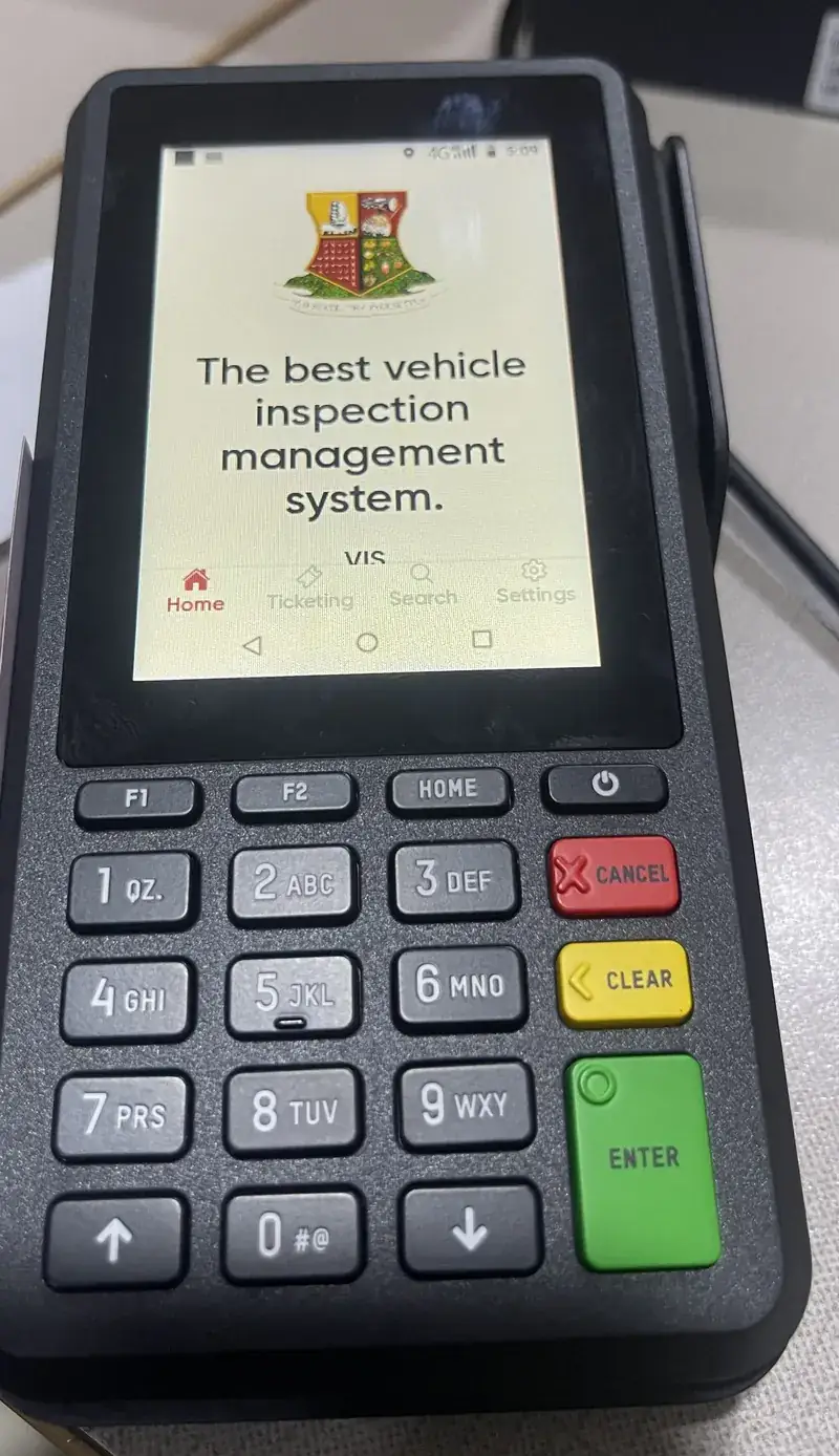 OYO-VIO running on a dedicated Android POS terminal with a physical keypad.